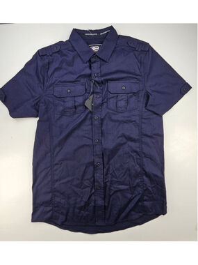Benjamin Black Techstretch Shirt Men’s M Navy Blue Short Sleeve Utility NWT